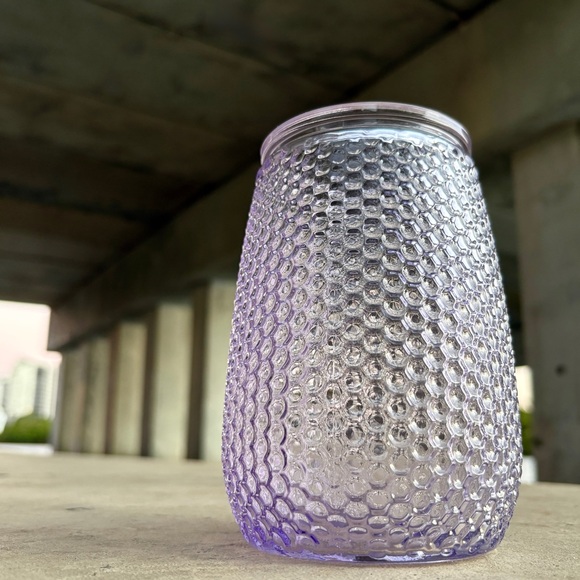 Purple Glass Bouquet Vase Lavender Honeycomb Decor Y2K Flower Accessory Birthday - Picture 7 of 13
